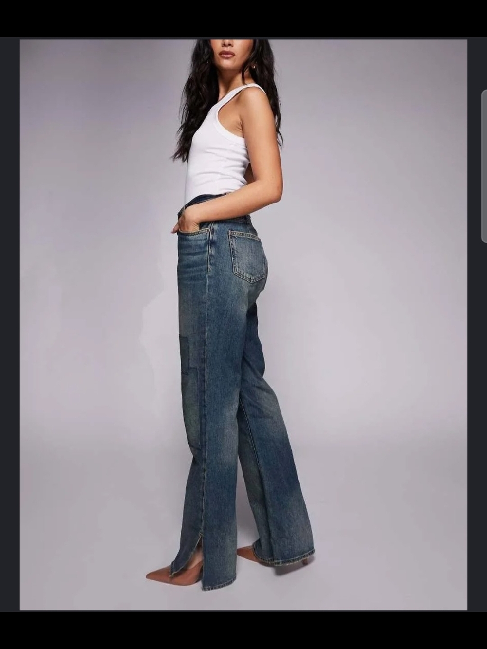 Good American Wide-Leg High-Rise Jeans - Blue Wash - Picture 4 of 5